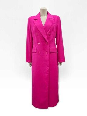 EXPRESS Women Hot Pink Double Breasted Maxi Trench Coat M